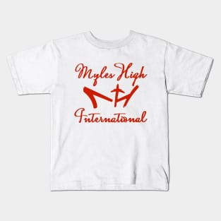 Myles High International Red Script Kids T-Shirt